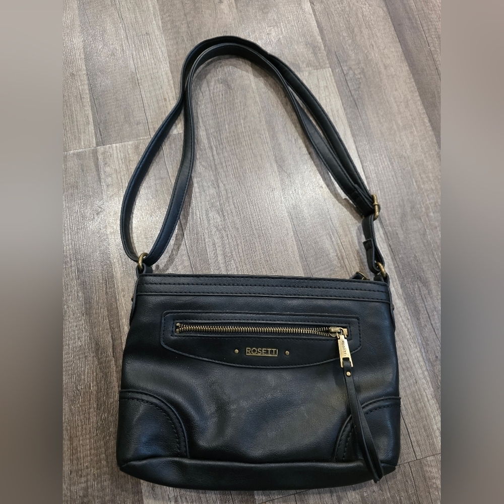 Rosetti Black Vegan Leather Crossbody Bag Classy Elegant Boho Bikercore Western